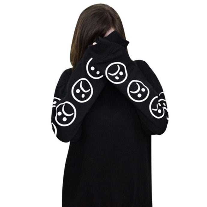 Sad Faces Emoticon Printed Top