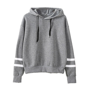 Hooded Contrast Stripes Casual Loose Hoodie