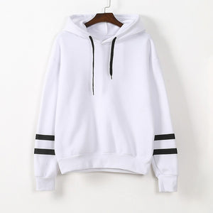 Hooded Contrast Stripes Casual Loose Hoodie