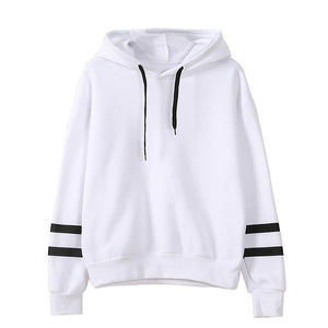 Hooded Contrast Stripes Casual Loose Hoodie