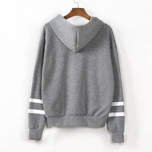 Hooded Contrast Stripes Casual Loose Hoodie